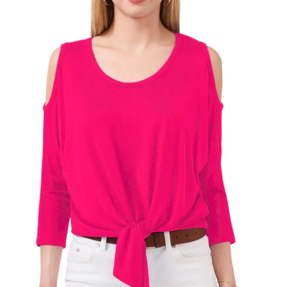 Vince Camuto Tops - NWT Vince Camuto Cold Shoulder soft jersey top in Pink Shock